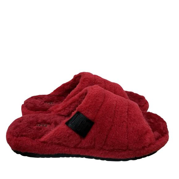 UGG Mens Fluff You Sherling Slippers US 10 EU 43 Samba Red Cozy Lounge NWOB - Picture 1 of 9